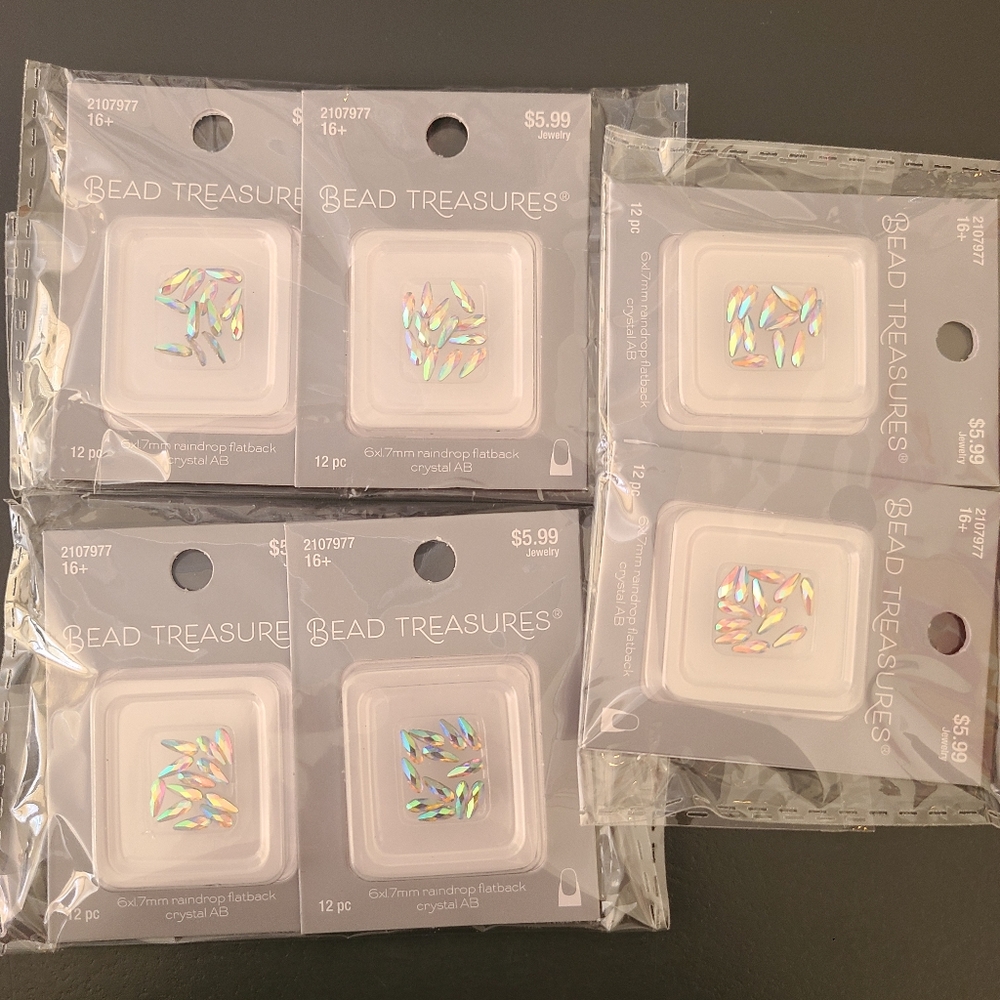 🆕️Bead Treasures Raindrop Flatback AB Crystals